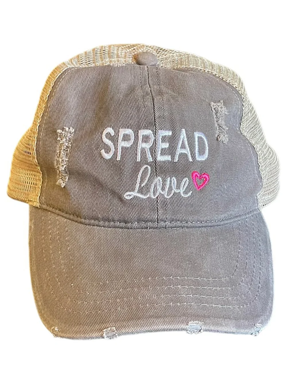 Spread Love Trucker Hat Distressed Mesh Snapback David & Young
